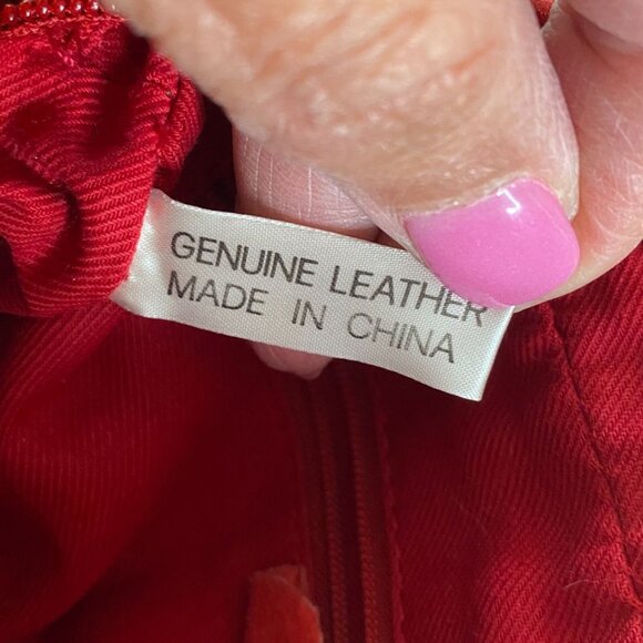 Vintage Quilted Red Suede Leather Chain Small Shoulder Bag With Gold-Tone Strap - Picture 4 of 12